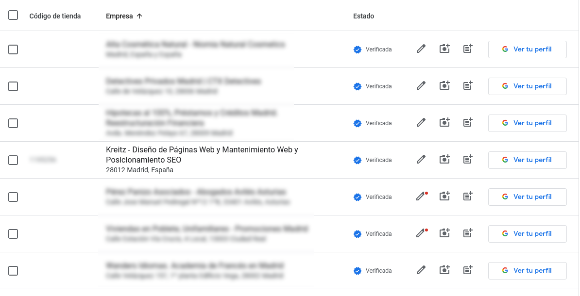 Mantenimiento de Páginas Web nuevo usuario google my business kreitz diseño web