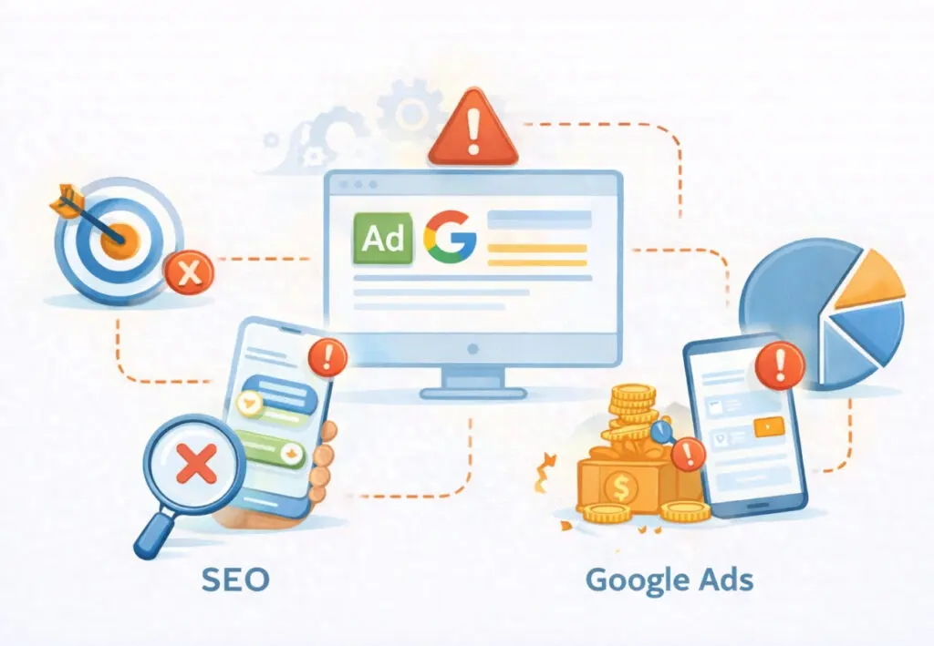 Mantenimiento de Páginas Web Google ads errores comunes