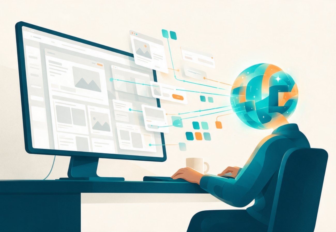Mantenimiento de Páginas Web diseño web con inteligencia artificial en una pantalla de trabajo