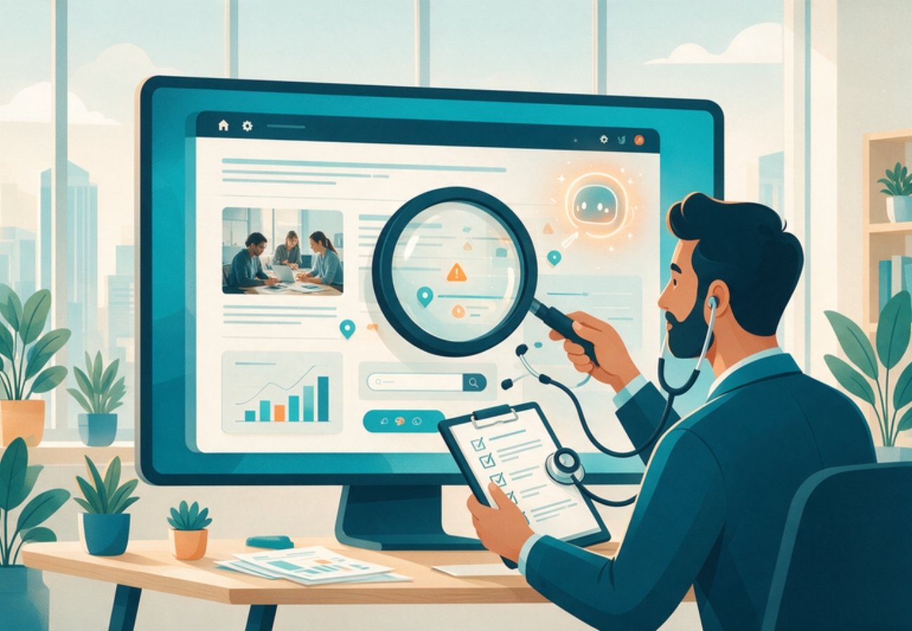 auditoría SEO con IA analizando datos de una página web